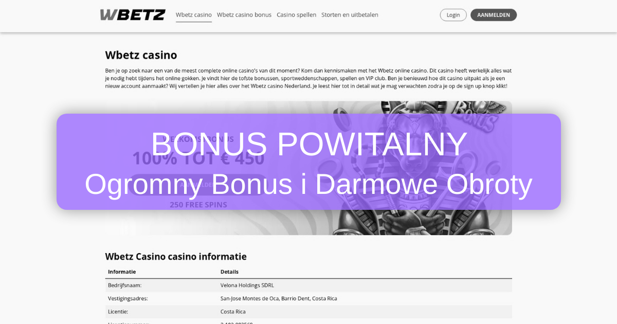 Wbetz Casino welcome bonus